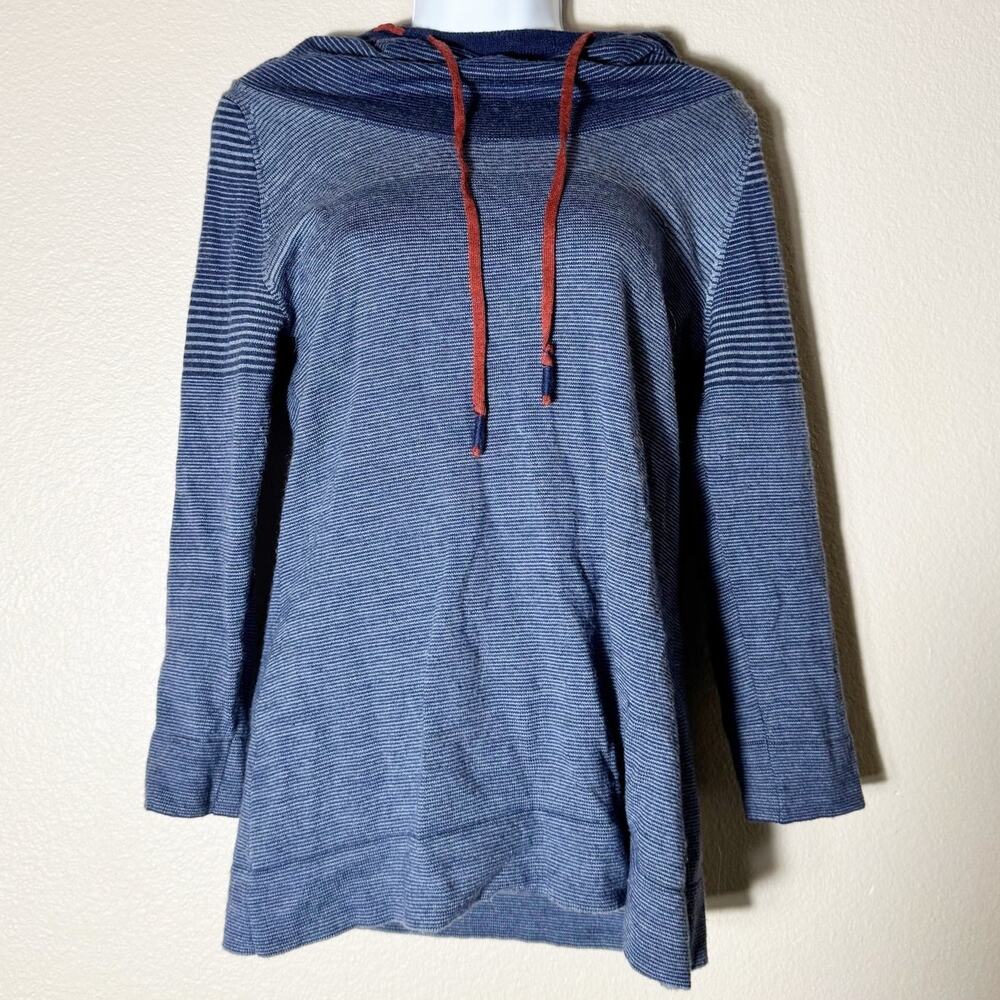 smartwool | blue hooded merino wool women's sweater sz M